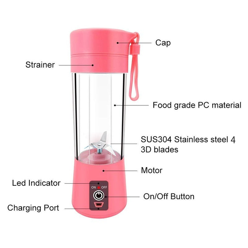 Portable Blender USB Rechargeable 6 blade Juicer Blender